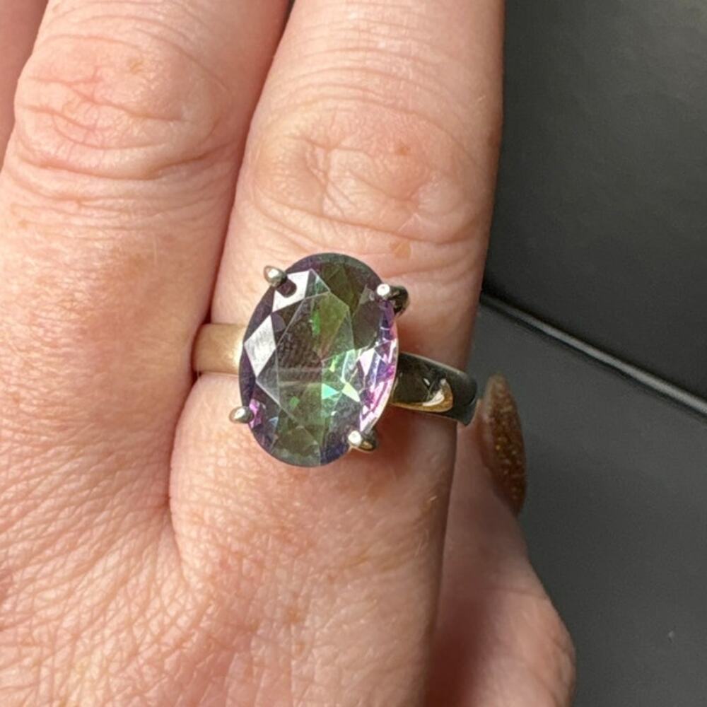 Sterling Silver Mystic Topaz Ring Genuine Mystic Topaz Ring Topaz Statement Ring